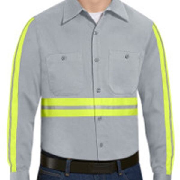 Enhanced Visibility Long Sleeve Cotton Work Shirt - Tall Sizes Thumbnail