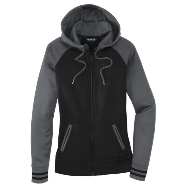 Ladies Sport Wick ® Varsity Fleece Full Zip Hooded Jacket Thumbnail